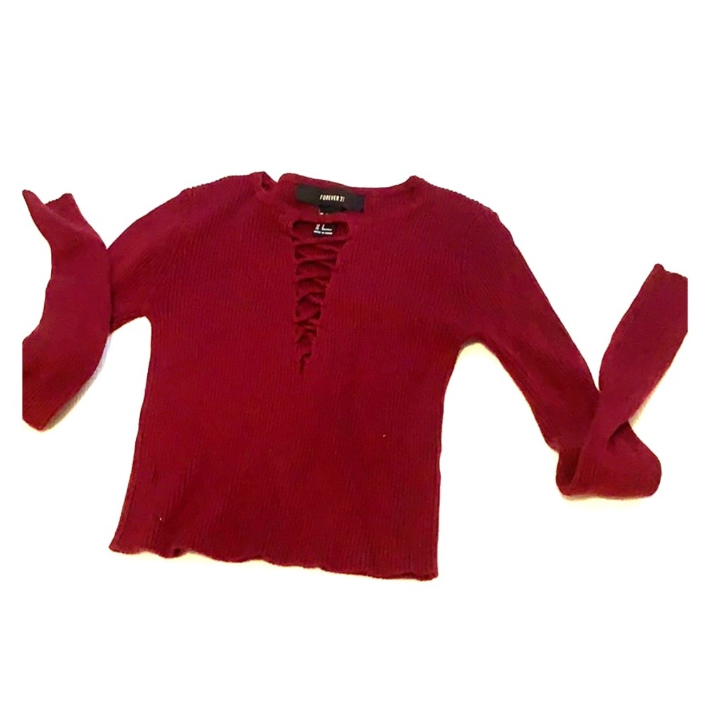 Long Sleeve Red Crop Top